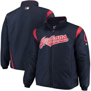 Majestic Therma Base Cleveland Indians On-Field Premier Full-Zip Jacket Navy Lg